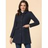 imageAllegra K Womens Winter Overcoat Peter Pan Collar Flap Pocket Single Breasted CoatDark Blue