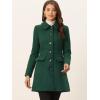 imageAllegra K Womens Winter Overcoat Peter Pan Collar Flap Pocket Single Breasted CoatDark Green