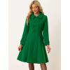 imageAllegra K Womens Winter Overcoat a Line Trench Coat Lapel Collar Swing Double Breasted Long Dress CoatGreen