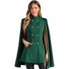 imageAllegra K Cape Coats for Womens Winter Slit Sleeve Double Breasted Cloak CoatDark Green