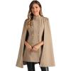 imageAllegra K Cape Coats for Womens Winter Slit Sleeve Double Breasted Cloak CoatKhaki