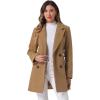 imageAllegra K Womens Notch Lapel Double Breasted Belted Mid Long Outwear Winter CoatCamel