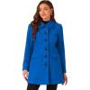 imageAllegra K Womens Winter Overcoat Peter Pan Collar Flap Pocket Single Breasted CoatBlue