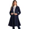 imageAllegra K Womens Winter Overcoat a Line Trench Coat Lapel Collar Swing Double Breasted Long Dress CoatDark Blue