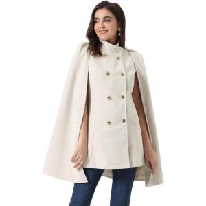 imageAllegra K Cape Coats for Womens Winter Slit Sleeve Double Breasted Cloak CoatBeige