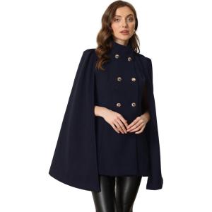 imageAllegra K Cape Coats for Womens Winter Slit Sleeve Double Breasted Cloak CoatDark Blue