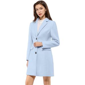 imageAllegra K Womens 2024 Pea Coat Single Breasted Long Winter Coats for WomenBlue