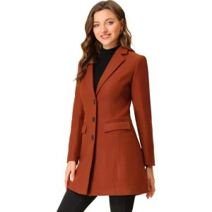 imageAllegra K Womens 2024 Pea Coat Single Breasted Long Winter Coats for WomenBrick Red