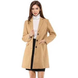 imageAllegra K Womens 2024 Pea Coat Single Breasted Long Winter Coats for WomenBrowns