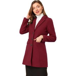 imageAllegra K Womens 2024 Pea Coat Single Breasted Long Winter Coats for WomenBurgundy