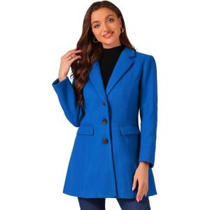 imageAllegra K Womens 2024 Pea Coat Single Breasted Long Winter Coats for WomenDeep Blue