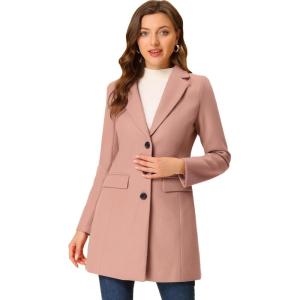 imageAllegra K Womens 2024 Pea Coat Single Breasted Long Winter Coats for WomenDusty Pink