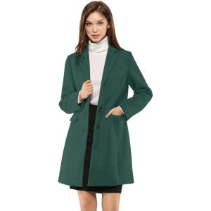 imageAllegra K Womens 2024 Pea Coat Single Breasted Long Winter Coats for WomenGreen