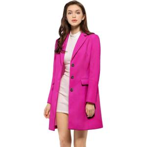 imageAllegra K Womens 2024 Pea Coat Single Breasted Long Winter Coats for WomenHot Pink