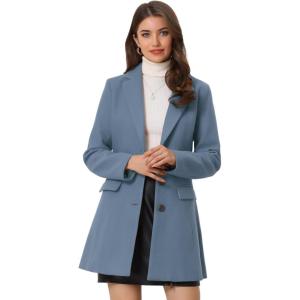 imageAllegra K Womens 2024 Pea Coat Single Breasted Long Winter Coats for WomenLight Dusty Blue