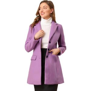 imageAllegra K Womens 2024 Pea Coat Single Breasted Long Winter Coats for WomenLight Purple