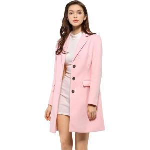 imageAllegra K Womens 2024 Pea Coat Single Breasted Long Winter Coats for WomenPink