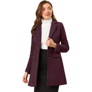 imageAllegra K Womens 2024 Pea Coat Single Breasted Long Winter Coats for WomenPurplish Red