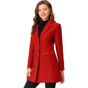 imageAllegra K Womens 2024 Pea Coat Single Breasted Long Winter Coats for WomenRed