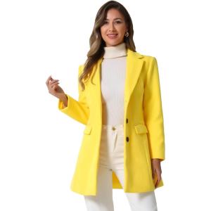 imageAllegra K Womens 2024 Pea Coat Single Breasted Long Winter Coats for WomenYellow