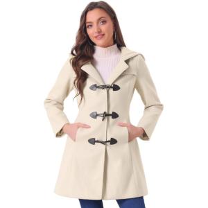 imageAllegra K Womens Winter Overcoat Midthigh Hooded Toggle Duffle Long CoatBeige