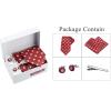 imageAllegra K Mens Polka Dots Selftied Tie Handkerchief Clip Cufflinks Wedding Business Necktie SetsRed Pink