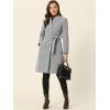 imageAllegra K MidLength Overcoat for Womens Single Breasted Collarless Belted Elegant Winter CoatsGrey