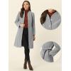 imageAllegra K MidLength Overcoat for Womens Single Breasted Collarless Belted Elegant Winter CoatsGrey