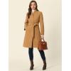 imageAllegra K MidLength Overcoat for Womens Single Breasted Collarless Belted Elegant Winter CoatsKhaki