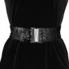 imageAllegra K Womens Stretchy Waist Belts Metal Interlock Buckles Sequins Decor Belts for DressesBlack