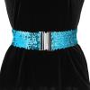 imageAllegra K Womens Stretchy Waist Belts Metal Interlock Buckles Sequins Decor Belts for DressesBlue
