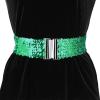 imageAllegra K Womens Stretchy Waist Belts Metal Interlock Buckles Sequins Decor Belts for DressesGreen