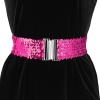 imageAllegra K Womens Stretchy Waist Belts Metal Interlock Buckles Sequins Decor Belts for DressesRose Red