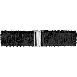 imageAllegra K Womens Stretchy Waist Belts Metal Interlock Buckles Sequins Decor Belts for DressesBlack