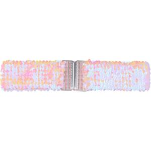 imageAllegra K Womens Stretchy Waist Belts Metal Interlock Buckles Sequins Decor Belts for DressesCarnation