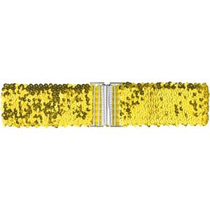imageAllegra K Womens Stretchy Waist Belts Metal Interlock Buckles Sequins Decor Belts for DressesGold