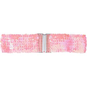 imageAllegra K Womens Stretchy Waist Belts Metal Interlock Buckles Sequins Decor Belts for DressesPink