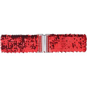 imageAllegra K Womens Stretchy Waist Belts Metal Interlock Buckles Sequins Decor Belts for DressesRed