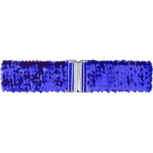 imageAllegra K Womens Stretchy Waist Belts Metal Interlock Buckles Sequins Decor Belts for DressesRoyal Blue
