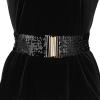imageAllegra K Ladies Shinny Wide Waist Belts Interlock Buckles Sequins Decor Stretchy Belts for Women 2PCSBlack