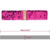 imageAllegra K Ladies Shinny Wide Waist Belts Interlock Buckles Sequins Decor Stretchy Belts for Women 2PCSRose Red