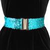 imageAllegra K Womens Elastic Waist Belts Interlock Buckles Sequins Decor Stretchy Wide Belts 2PCSBlue