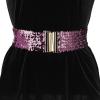 imageAllegra K Womens Elastic Waist Belts Interlock Buckles Sequins Decor Stretchy Wide Belts 2PCSDark Purple