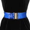 imageAllegra K Womens Elastic Waist Belts Interlock Buckles Sequins Decor Stretchy Wide Belts 2PCSRoyal Blue