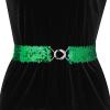 imageAllegra K Womens Glitter Skinny Stretchy Waist Belts Sequins Decor Elastic Belts for DressesGreen