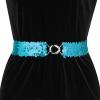 imageAllegra K Womens Glitter Skinny Stretchy Waist Belts Sequins Decor Elastic Belts for DressesLight Blue