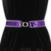 imageAllegra K Womens Glitter Skinny Stretchy Waist Belts Sequins Decor Elastic Belts for DressesSilver Side Purple