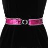 imageAllegra K Womens Glitter Skinny Stretchy Waist Belts Sequins Decor Elastic Belts for DressesSilver Side Rose Red