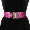 imageAllegra K Womens Wide Waist Belts Interlock Buckles Sequins Decor Shinny Stretchy Belts 2PCSDark Purple
