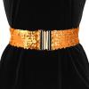imageAllegra K Womens Wide Waist Belts Interlock Buckles Sequins Decor Shinny Stretchy Belts 2PCSOrange